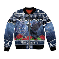 New Zealand Tui Bird Christmas Bomber Jacket Pohutukawa Xmas Tree Meri Kirihimete