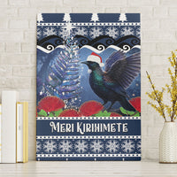 New Zealand Tui Bird Christmas Canvas Wall Art Pohutukawa Xmas Tree Meri Kirihimete