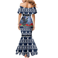 New Zealand Tui Bird Christmas Family Matching Mermaid Dress and Hawaiian Shirt Pohutukawa Xmas Tree Meri Kirihimete