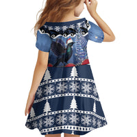 New Zealand Tui Bird Christmas Family Matching Off The Shoulder Long Sleeve Dress and Hawaiian Shirt Pohutukawa Xmas Tree Meri Kirihimete