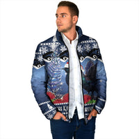 New Zealand Tui Bird Christmas Padded Jacket Pohutukawa Xmas Tree Meri Kirihimete