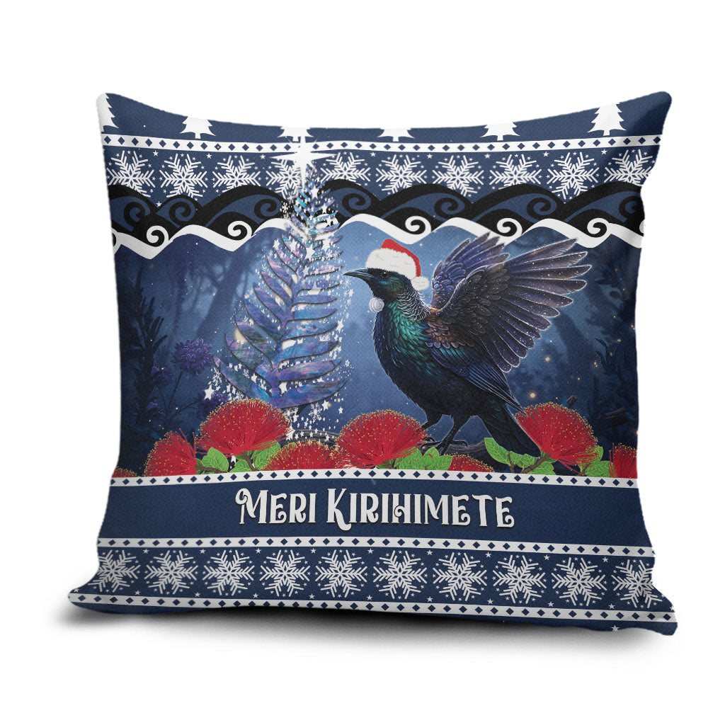 New Zealand Tui Bird Christmas Pillow Cover Pohutukawa Xmas Tree Meri Kirihimete