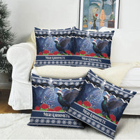 New Zealand Tui Bird Christmas Pillow Cover Pohutukawa Xmas Tree Meri Kirihimete