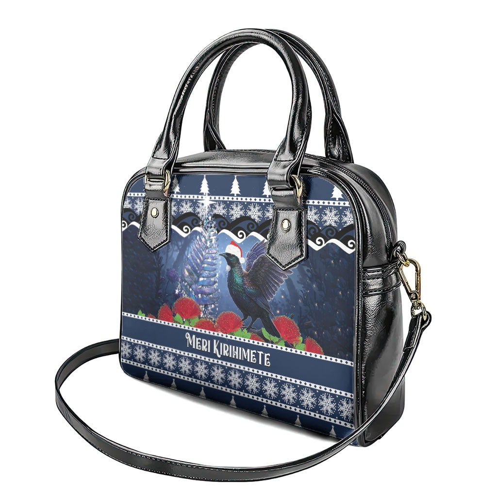 New Zealand Tui Bird Christmas Shoulder Handbag Pohutukawa Xmas Tree Meri Kirihimete