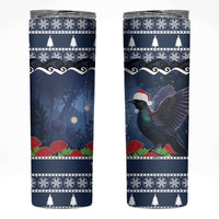 New Zealand Tui Bird Christmas Skinny Tumbler Pohutukawa Xmas Tree Meri Kirihimete