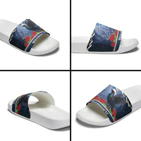 New Zealand Tui Bird Christmas Slide Sandals Pohutukawa Xmas Tree Meri Kirihimete