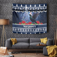 New Zealand Tui Bird Christmas Tapestry Pohutukawa Xmas Tree Meri Kirihimete