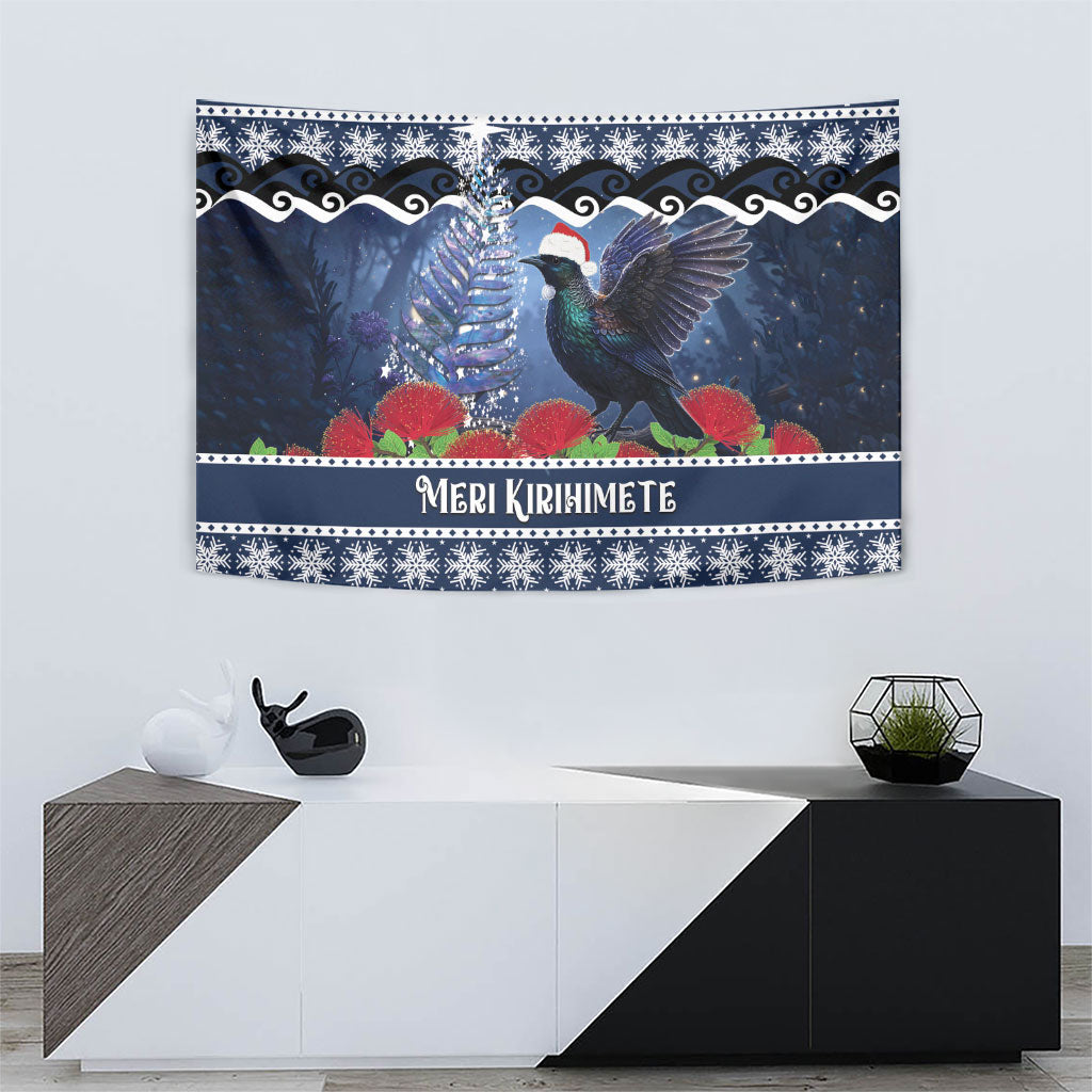 New Zealand Tui Bird Christmas Tapestry Pohutukawa Xmas Tree Meri Kirihimete