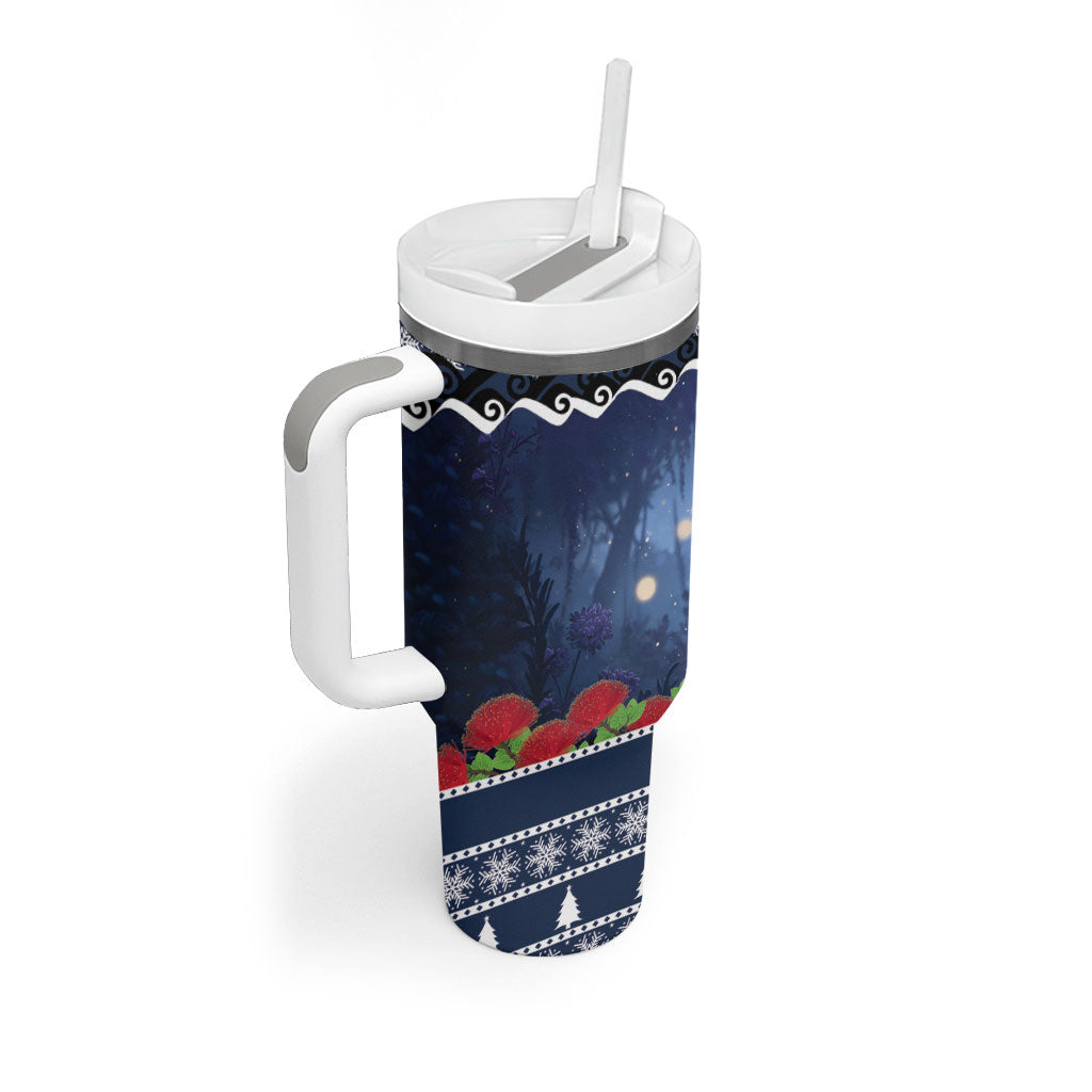 New Zealand Tui Bird Christmas Tumbler With Handle Pohutukawa Xmas Tree Meri Kirihimete