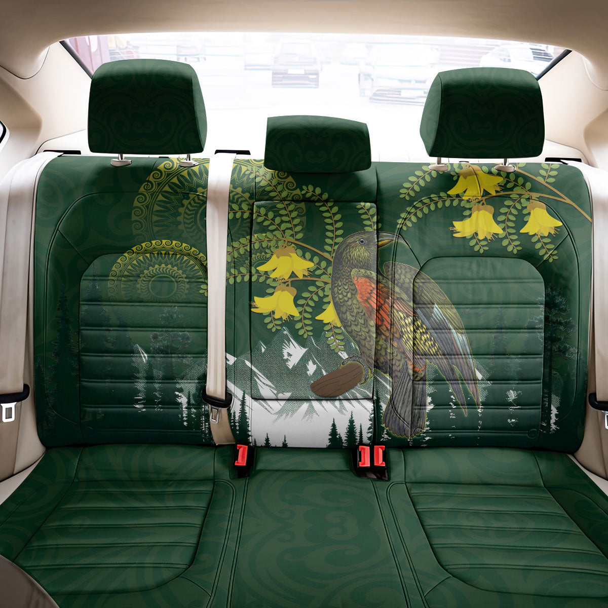 Kea Bird Kowhai New Zealand Back Car Seat Cover Mountain Landscape Maori Art LT22 - Polynesian Pride