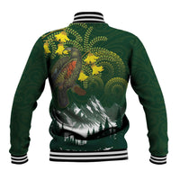 Kea Bird Kowhai New Zealand Baseball Jacket Mountain Landscape Maori Art