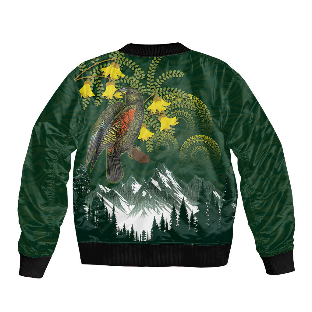 Kea Bird Kowhai New Zealand Bomber Jacket Mountain Landscape Maori Art LT22 - Polynesian Pride