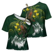 Kea Bird Kowhai New Zealand Cross Shoulder Shirt Mountain Landscape Maori Art LT22 - Polynesian Pride