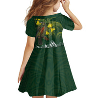Kea Bird Kowhai New Zealand Family Matching Off The Shoulder Long Sleeve Dress and Hawaiian Shirt Mountain Landscape Maori Art LT22 - Polynesian Pride