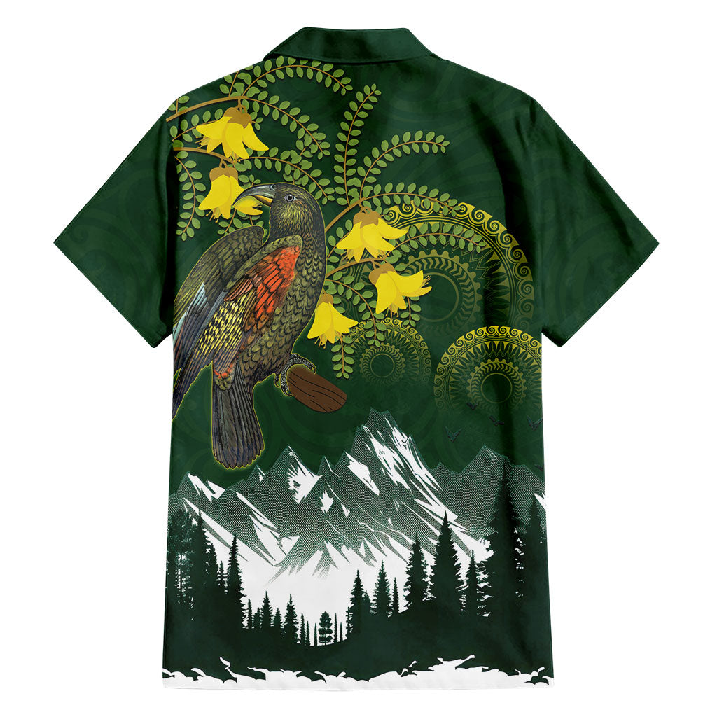 Kea Bird Kowhai New Zealand Family Matching Off The Shoulder Long Sleeve Dress and Hawaiian Shirt Mountain Landscape Maori Art LT22 - Polynesian Pride