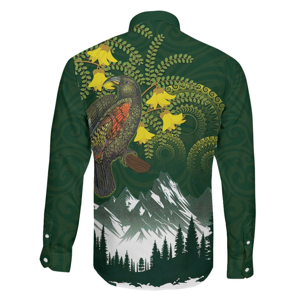 Kea Bird Kowhai New Zealand Family Matching Off The Shoulder Long Sleeve Dress and Hawaiian Shirt Mountain Landscape Maori Art LT22 - Polynesian Pride