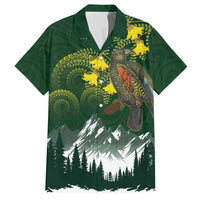 Kea Bird Kowhai New Zealand Hawaiian Shirt Mountain Landscape Maori Art