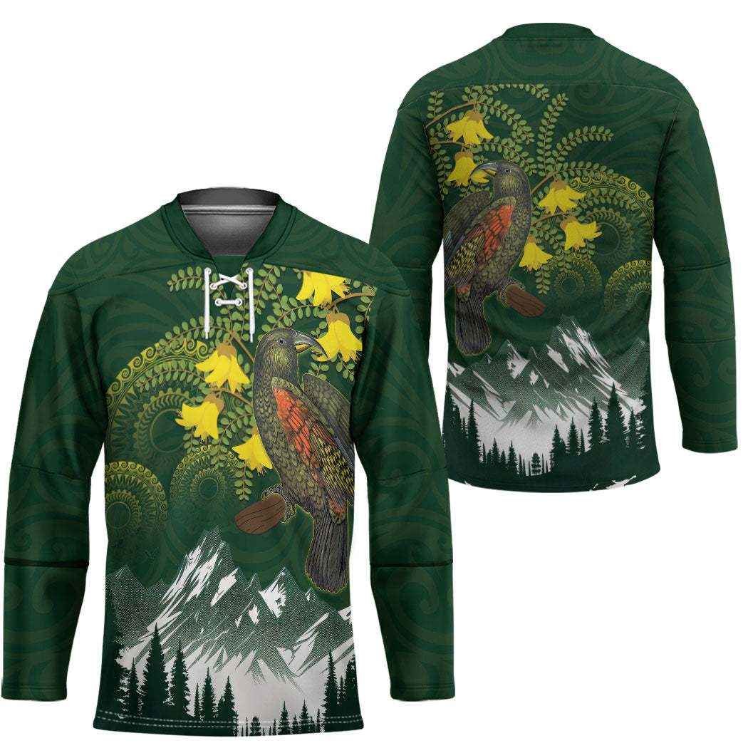 Kea Bird Kowhai New Zealand Hockey Jersey Mountain Landscape Maori Art LT22 - Polynesian Pride