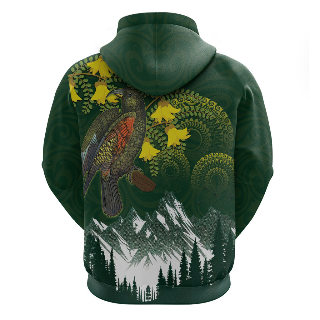 Kea Bird Kowhai New Zealand Hoodie Mountain Landscape Maori Art LT22 - Polynesian Pride