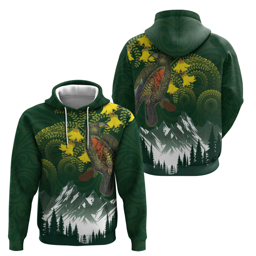 Kea Bird Kowhai New Zealand Hoodie Mountain Landscape Maori Art LT22 - Polynesian Pride