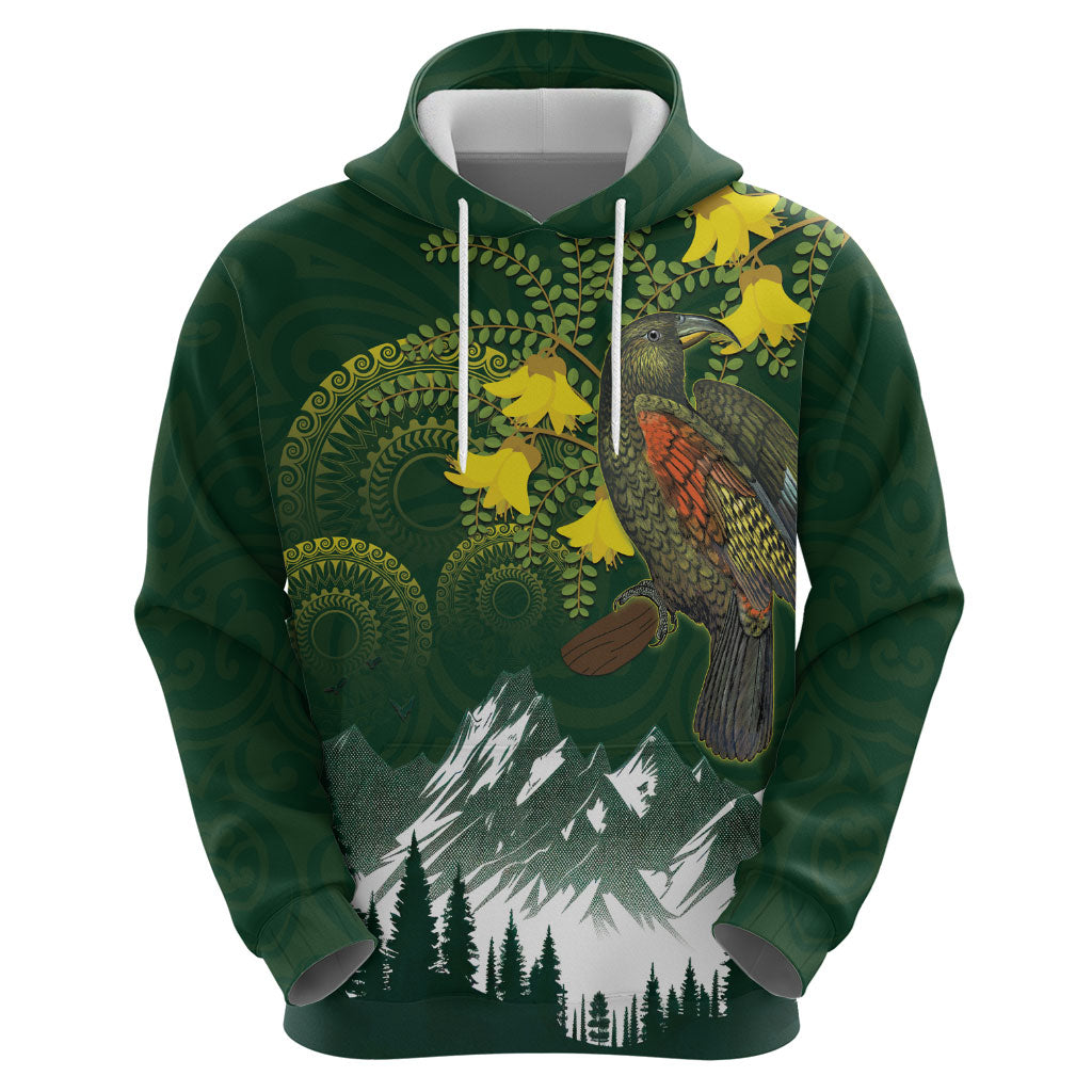 Kea Bird Kowhai New Zealand Hoodie Mountain Landscape Maori Art LT22 - Polynesian Pride