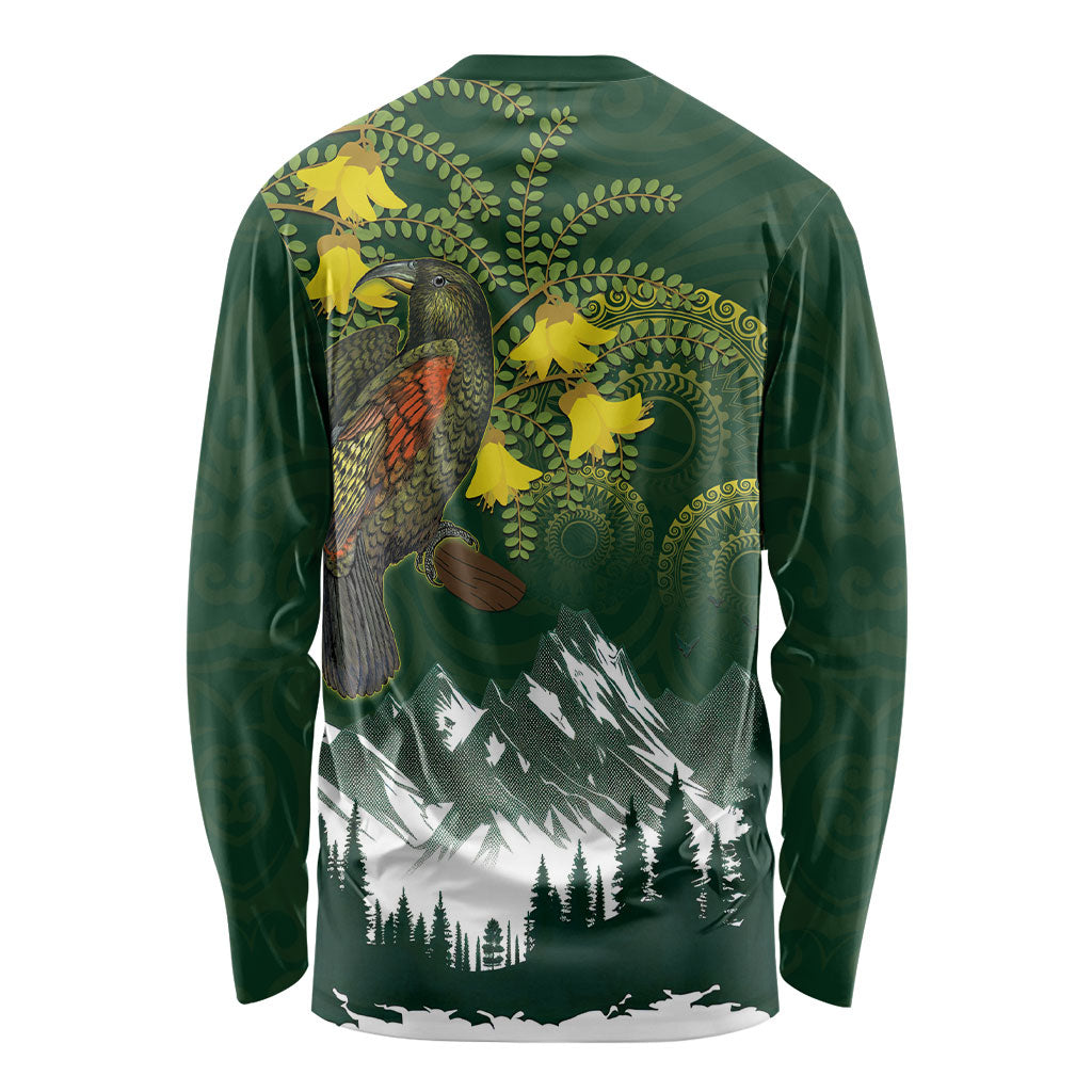 Kea Bird Kowhai New Zealand Long Sleeve Shirt Mountain Landscape Maori Art LT22 - Polynesian Pride