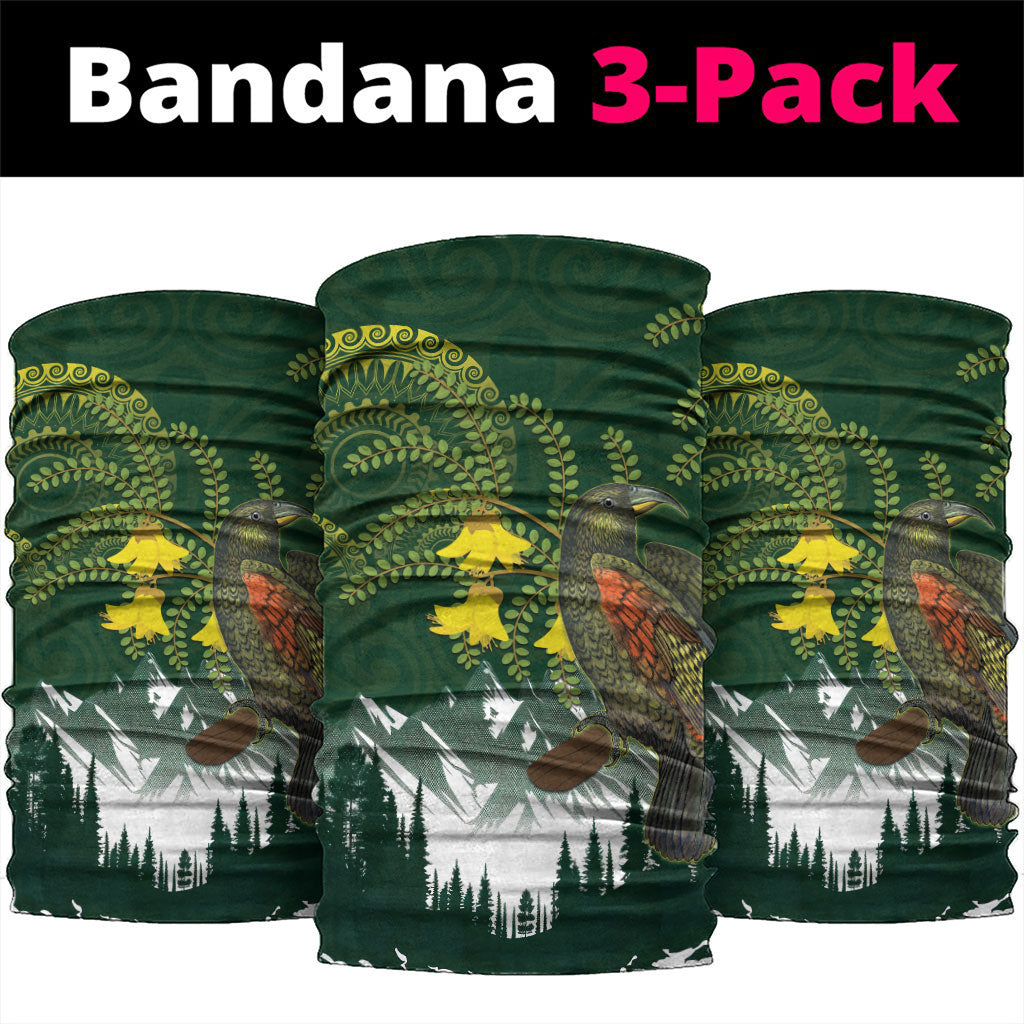 Kea Bird Kowhai New Zealand Neck Gaiter Mountain Landscape Maori Art