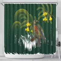 Kea Bird Kowhai New Zealand Shower Curtain Mountain Landscape Maori Art