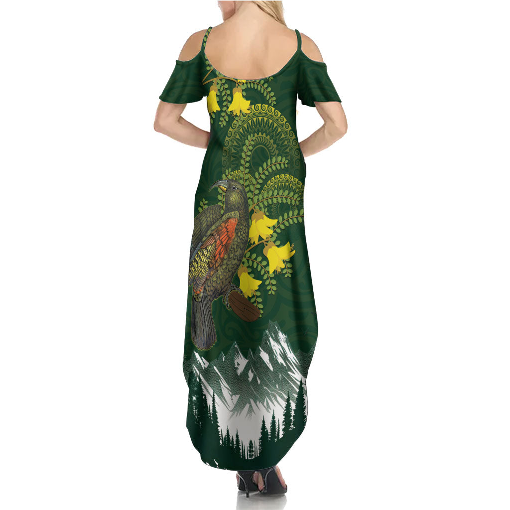 Kea Bird Kowhai New Zealand Summer Maxi Dress Mountain Landscape Maori Art LT22 - Polynesian Pride