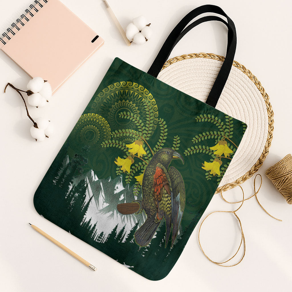Kea Bird Kowhai New Zealand Tote Bag Mountain Landscape Maori Art