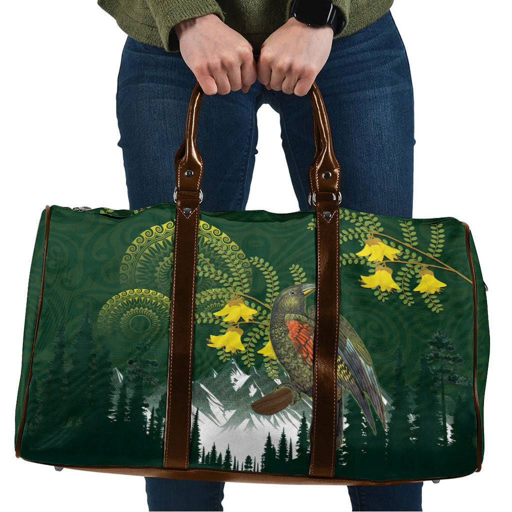 Kea Bird Kowhai New Zealand Travel Bag Mountain Landscape Maori Art LT22 Green - Polynesian Pride