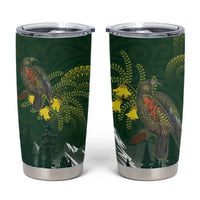 Kea Bird Kowhai New Zealand Tumbler Cup Mountain Landscape Maori Art LT22 Green - Polynesian Pride