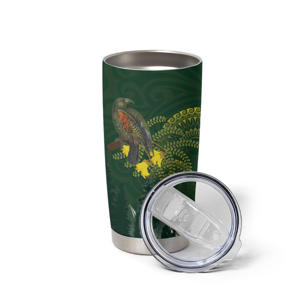 Kea Bird Kowhai New Zealand Tumbler Cup Mountain Landscape Maori Art LT22 - Polynesian Pride