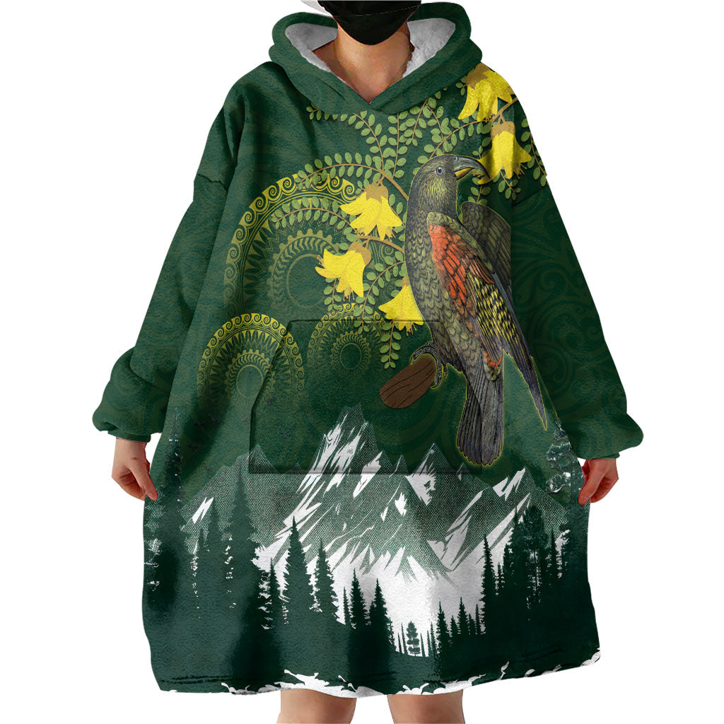 Kea Bird Kowhai New Zealand Wearable Blanket Hoodie Mountain Landscape Maori Art LT22 - Polynesian Pride