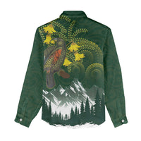 Kea Bird Kowhai New Zealand Women Casual Shirt Mountain Landscape Maori Art