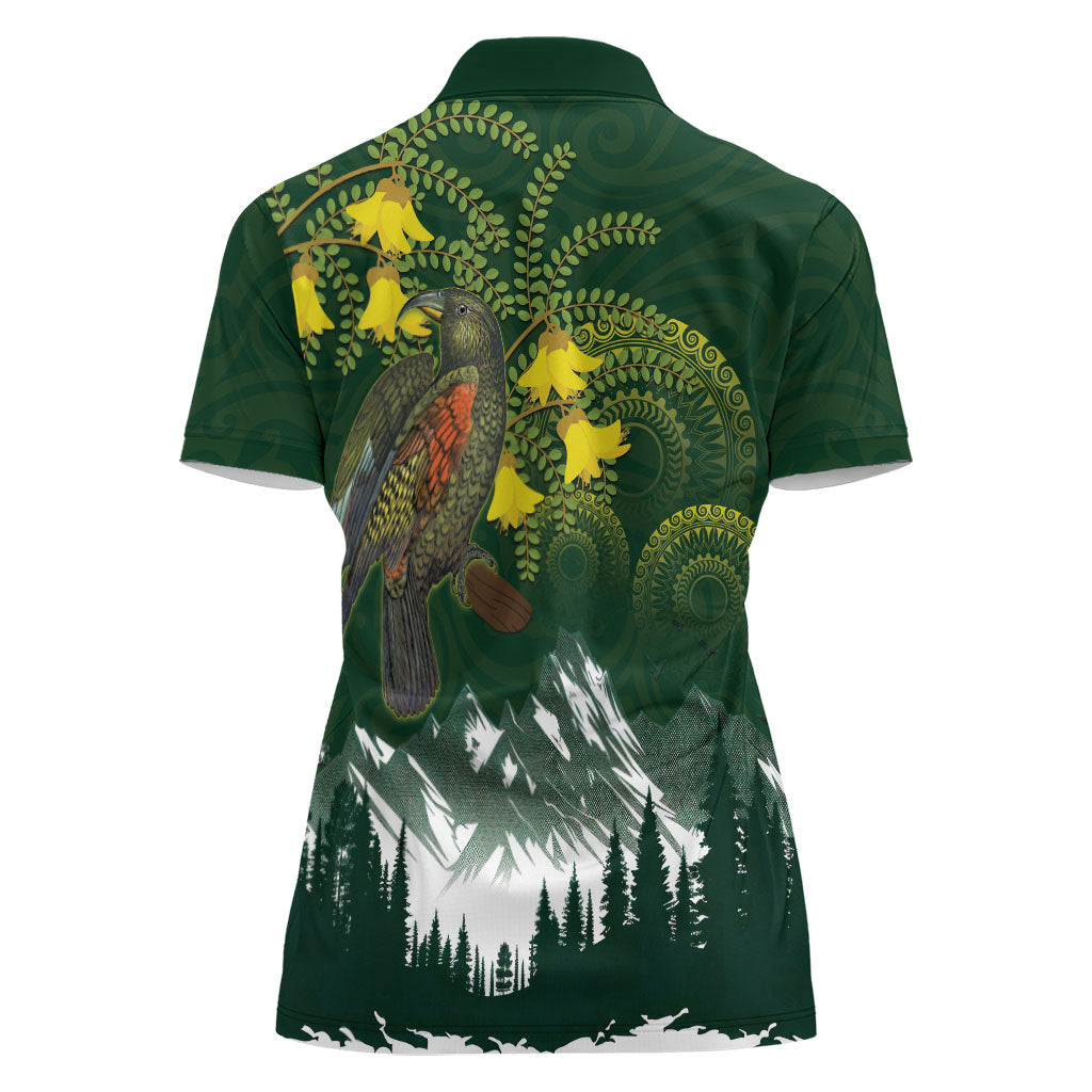 Kea Bird Kowhai New Zealand Women Polo Shirt Mountain Landscape Maori Art LT22 - Polynesian Pride