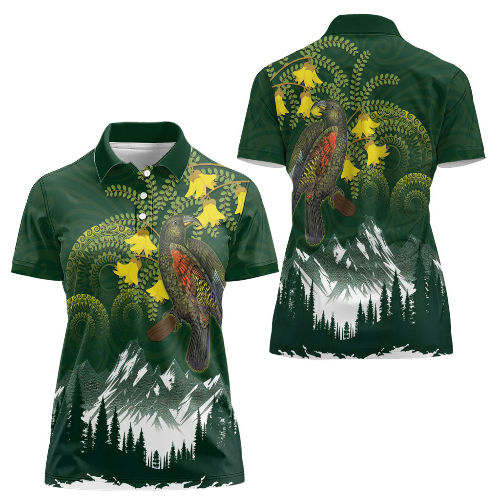 Kea Bird Kowhai New Zealand Women Polo Shirt Mountain Landscape Maori Art LT22 - Polynesian Pride