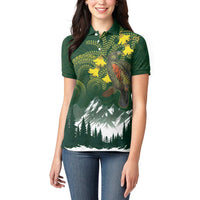 Kea Bird Kowhai New Zealand Women Polo Shirt Mountain Landscape Maori Art LT22 - Polynesian Pride