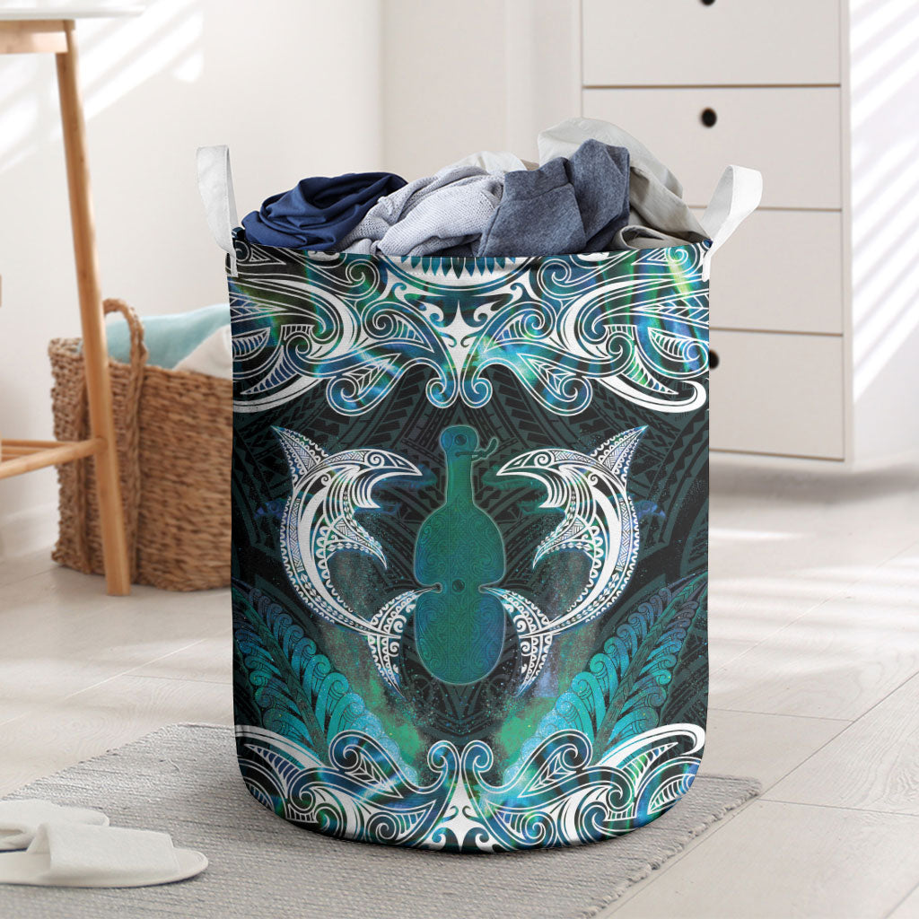 New Zealand Kotiate Weapon Laundry Basket Aotearoa Mango Paua Shell Maori Pattern