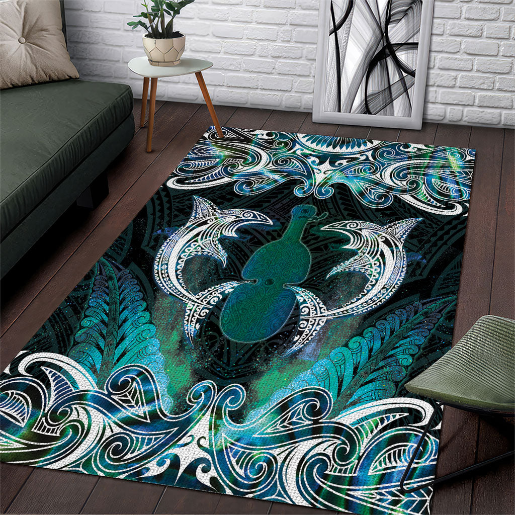New Zealand Kotiate Weapon Area Rug Aotearoa Mango Paua Shell Maori Pattern