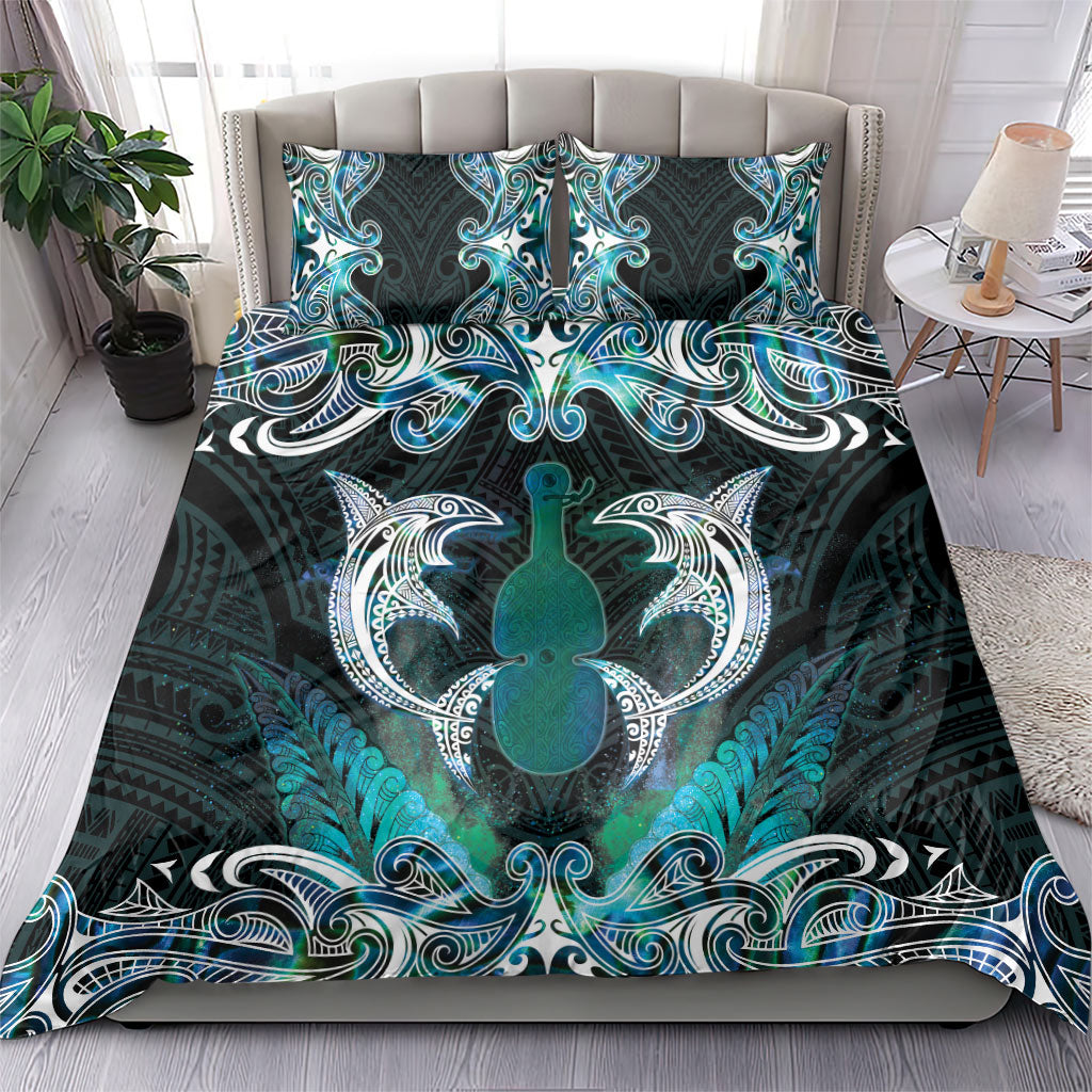 New Zealand Kotiate Weapon Bedding Set Aotearoa Mango Paua Shell Maori Pattern