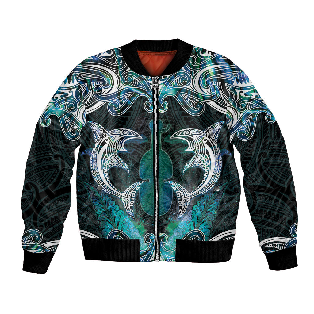 New Zealand Kotiate Weapon Bomber Jacket Aotearoa Mango Paua Shell Maori Pattern