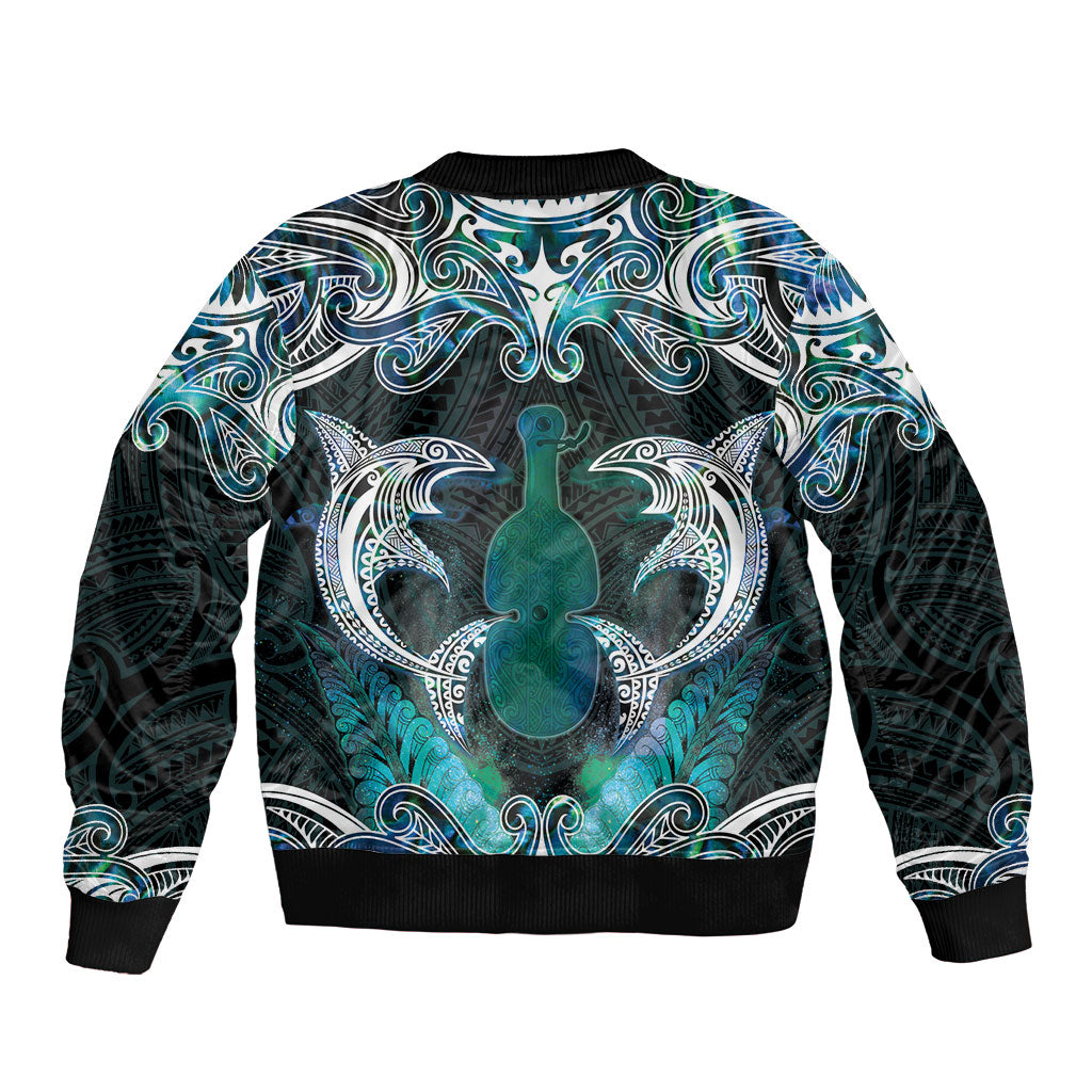 New Zealand Kotiate Weapon Bomber Jacket Aotearoa Mango Paua Shell Maori Pattern