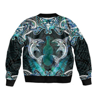 New Zealand Kotiate Weapon Bomber Jacket Aotearoa Mango Paua Shell Maori Pattern