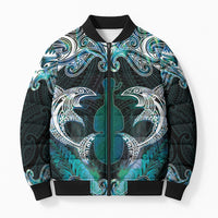 New Zealand Kotiate Weapon Bomber Puffer Jacket Aotearoa Mango Paua Shell Maori Pattern