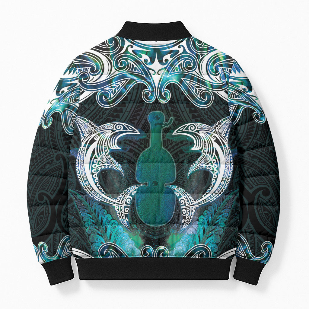 New Zealand Kotiate Weapon Bomber Puffer Jacket Aotearoa Mango Paua Shell Maori Pattern
