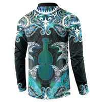 New Zealand Kotiate Weapon Button Sweatshirt Aotearoa Mango Paua Shell Maori Pattern