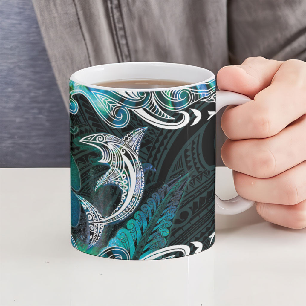 New Zealand Kotiate Weapon Ceramic Mug Aotearoa Mango Paua Shell Maori Pattern