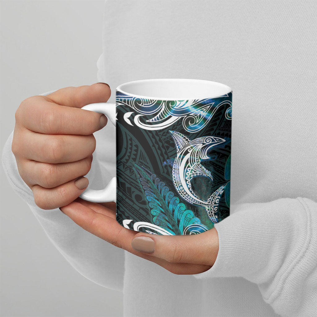 New Zealand Kotiate Weapon Ceramic Mug Aotearoa Mango Paua Shell Maori Pattern