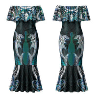 New Zealand Kotiate Weapon Couples Matching Mermaid Dress and Hawaiian Shirt Aotearoa Mango Paua Shell Maori Pattern LT22 - Polynesian Pride